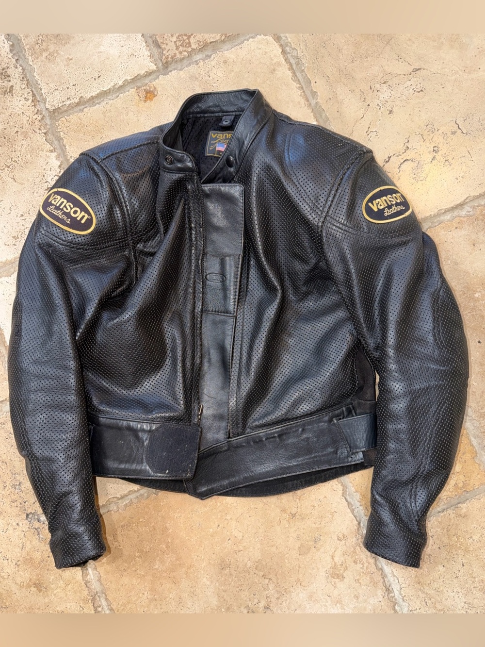 Vanson Black Leather Motorcycle Jacket Size 40